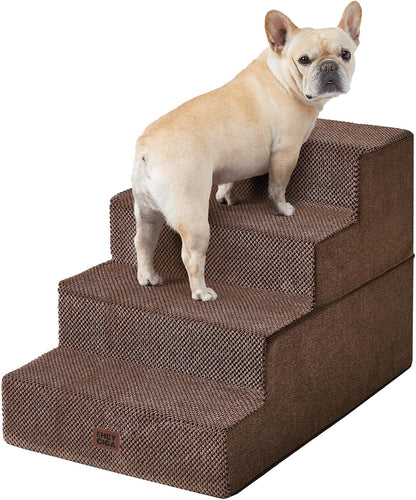 EHEYCIGA Dog Stairs for Small Dogs 13.5" H, 3-Step Dog Steps for Couch Sofa and Chair, Pet Steps for Medium Cats, Non-Slip Balanced Pet Ramp Indoor, Grey