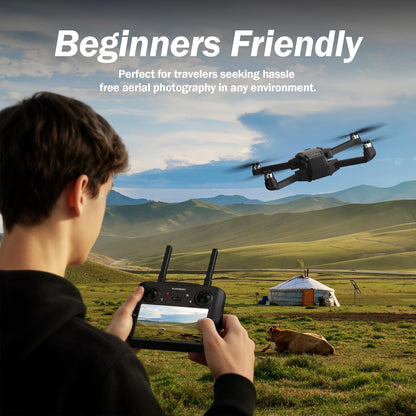 GPS Drone with EIS Camera for Adults Beginners,4.5" HD LCD RC Screen,Al Track&Orbit Mode,32G SD Card with Drone Professional Auto Return, Drones Long Range Follow Me,Gesture Control,under 249g