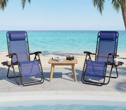 Alpen Zero Gravity Lounge Chair Set of 2, Patio Chair Folding Lounge Chairs for Outside, Portable Camping Chairs with Pillow and Cup Holder, Outdoor Recliner for Beach Outdoor Camping, Black