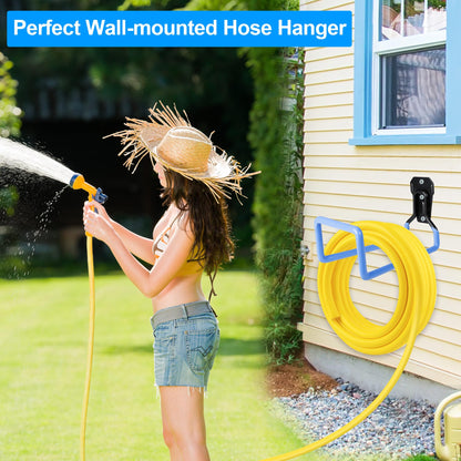 PeoMev Metal Garden Hose Holder - Heavy Duty Hose Hanger Wall Mounted Water Hose Holder for Outside Yard, Sturdy Hose Reel Hose Hooks for Water Hose, Extension Cords