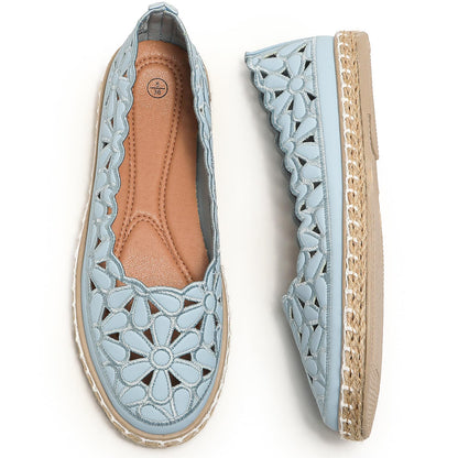 HEAWISH Women’s Ballet Flat Daisy Round Toe Dress Shoes Casual Slip On Rope Loafer