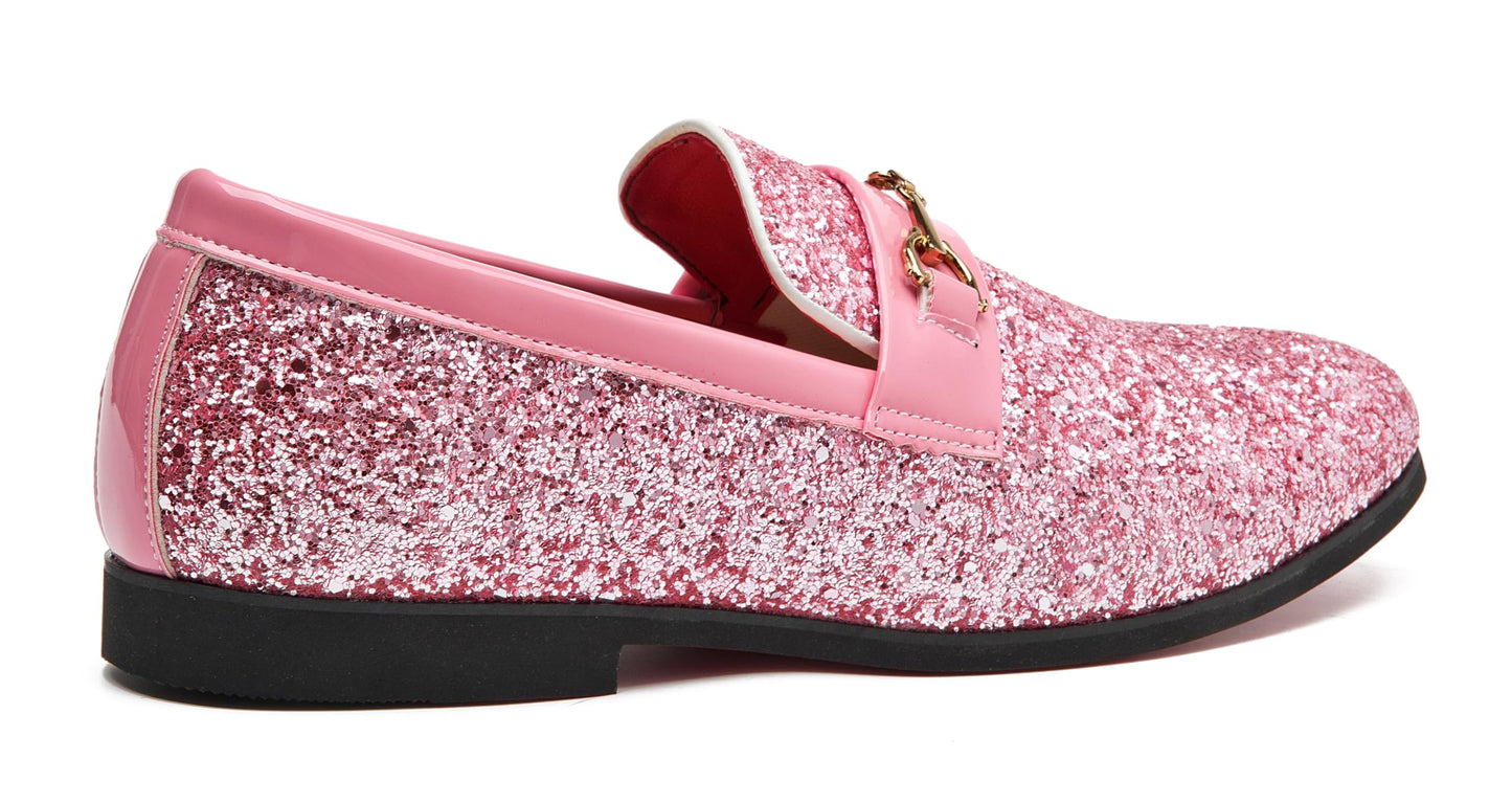 Men Loafer Metallic Textured Slip-on Glitter Sequins Fashion Wedding Dress Shoes Golden