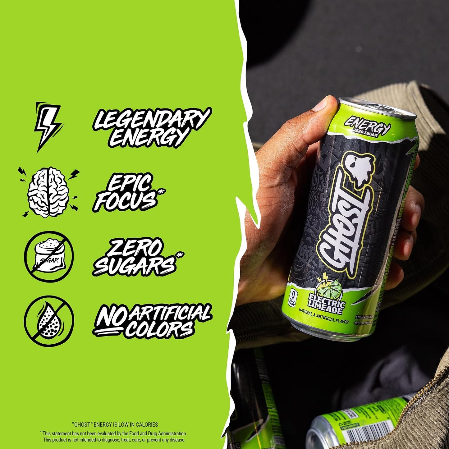 GHOST Energy Drink, Zero Sugars, 12-Pack, Cherry Limeade, 16oz | Energy & Focus Pre Workout Drink, No Artificial Colors, Gluten-Free, Vegan - 200MG Natural Caffeine, L-Carnitine, Taurine