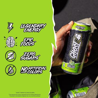 GHOST Energy Drink, Zero Sugars, 12-Pack, Cherry Limeade, 16oz | Energy & Focus Pre Workout Drink, No Artificial Colors, Gluten-Free, Vegan - 200MG Natural Caffeine, L-Carnitine, Taurine