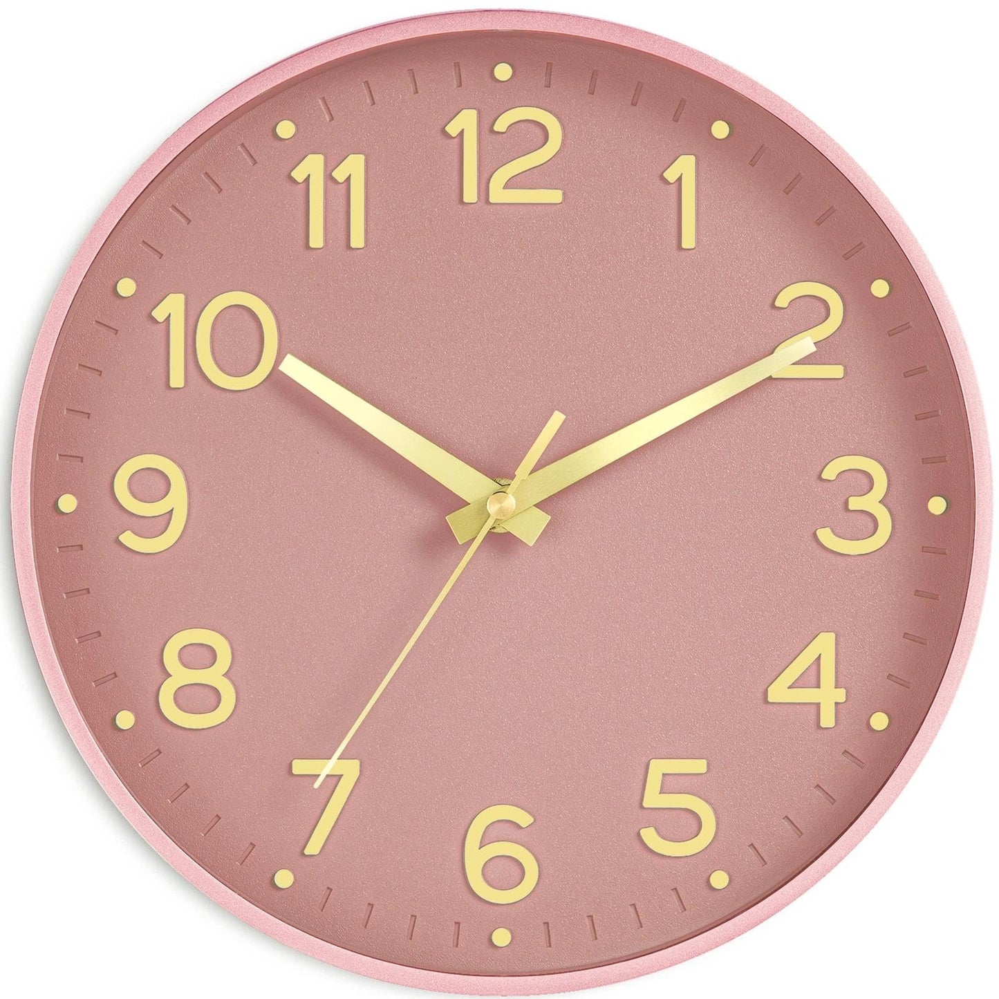 Roymnie Wall Clock Green, Silent Wall Clocks Battery Operated 8 Inch-Modern Non Ticking Analog Clock Decorative for Kitchen Office Bathroom Bedroom(Gold)