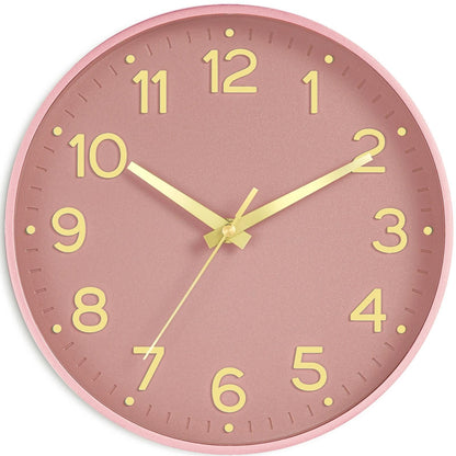 Roymnie Wall Clock Green, Silent Wall Clocks Battery Operated 8 Inch-Modern Non Ticking Analog Clock Decorative for Kitchen Office Bathroom Bedroom(Gold)