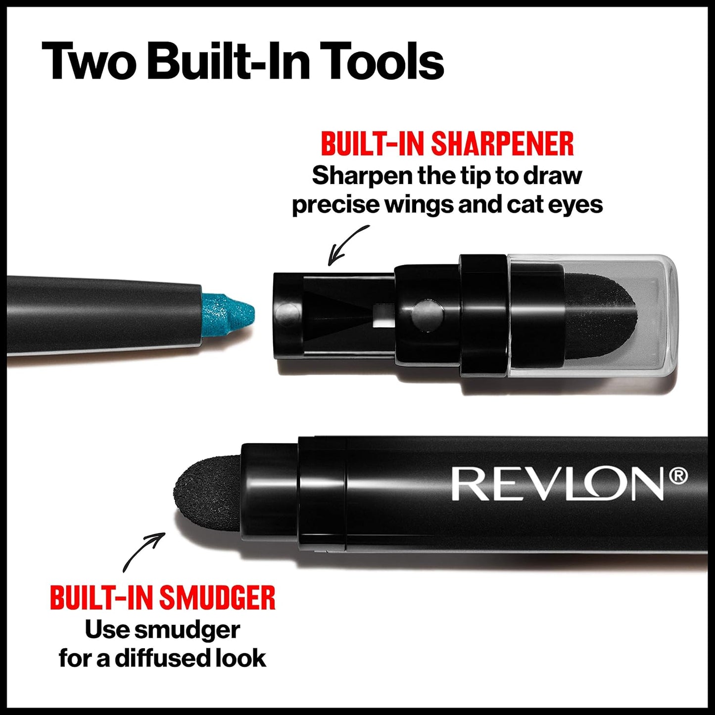 Revlon ColorStay Pencil Waterproof Eyeliner, Smudge-Proof, Eye Makeup with Built-In Sharpener, Long-Lasting, Matte Finish, 201 Black, 2 pack