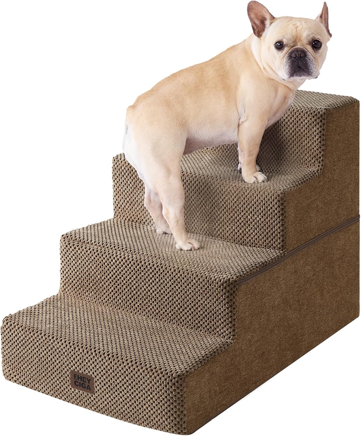 EHEYCIGA Dog Stairs for Small Dogs 13.5" H, 3-Step Dog Steps for Couch Sofa and Chair, Pet Steps for Medium Cats, Non-Slip Balanced Pet Ramp Indoor, Grey