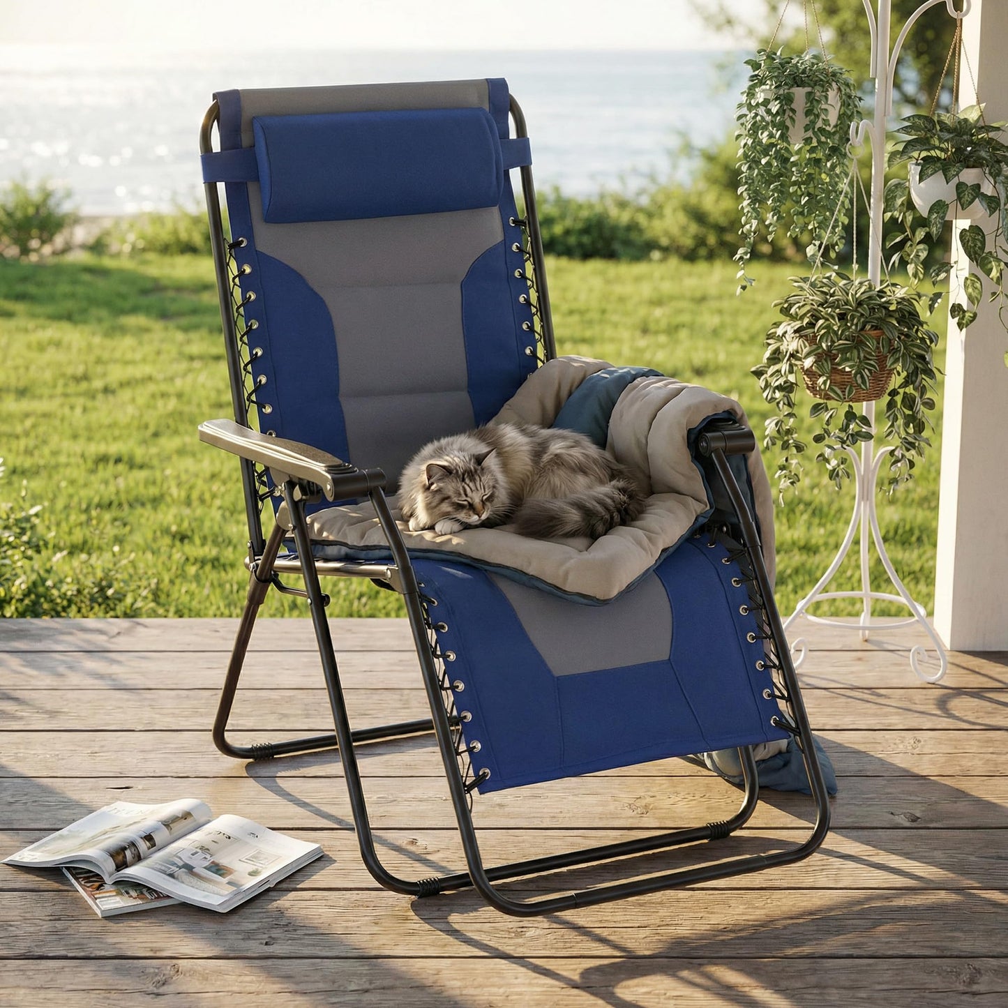Alpen Zero Gravity Lounge Chair Set of 2, Patio Chair Folding Lounge Chairs for Outside, Portable Camping Chairs with Pillow and Cup Holder, Outdoor Recliner for Beach Outdoor Camping, Black