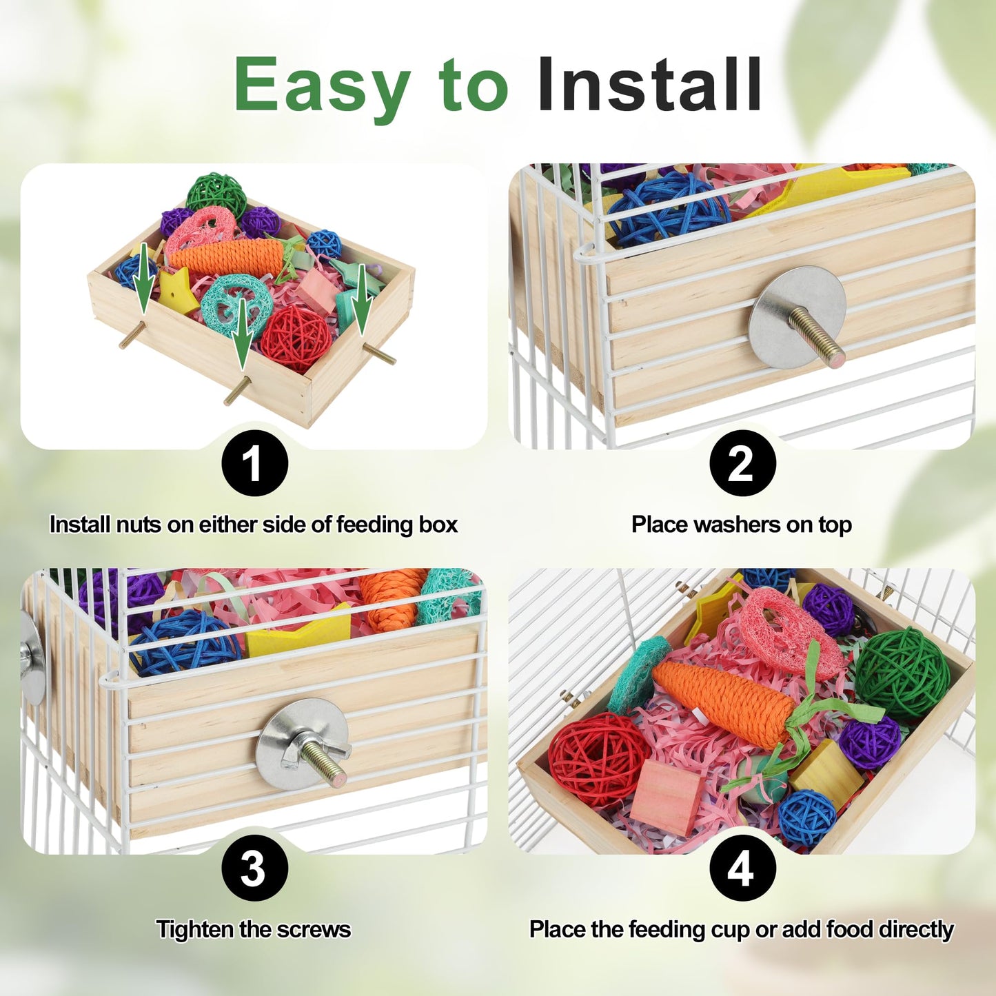 Bird Foraging Toys Box, Wooden Foraging and Shredding Toy for Birds, Bird Box for Mental Stimulation, Wood Colour