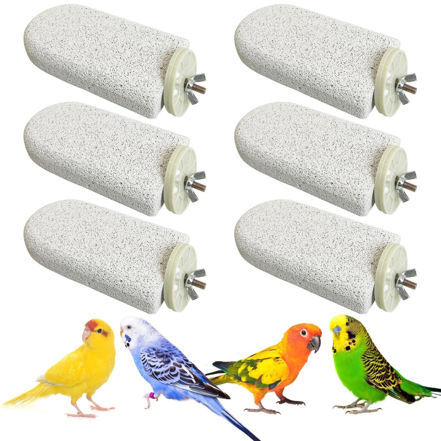 PINVNBY 4 PCS Bird Perch Stands Parrot Calcium Perch Beak Grinding Stone Foot Claws Trimmer Parakeet Platform Parrot Chewing Toys for Small Medium Cockatiel Conure Lovebird Finch