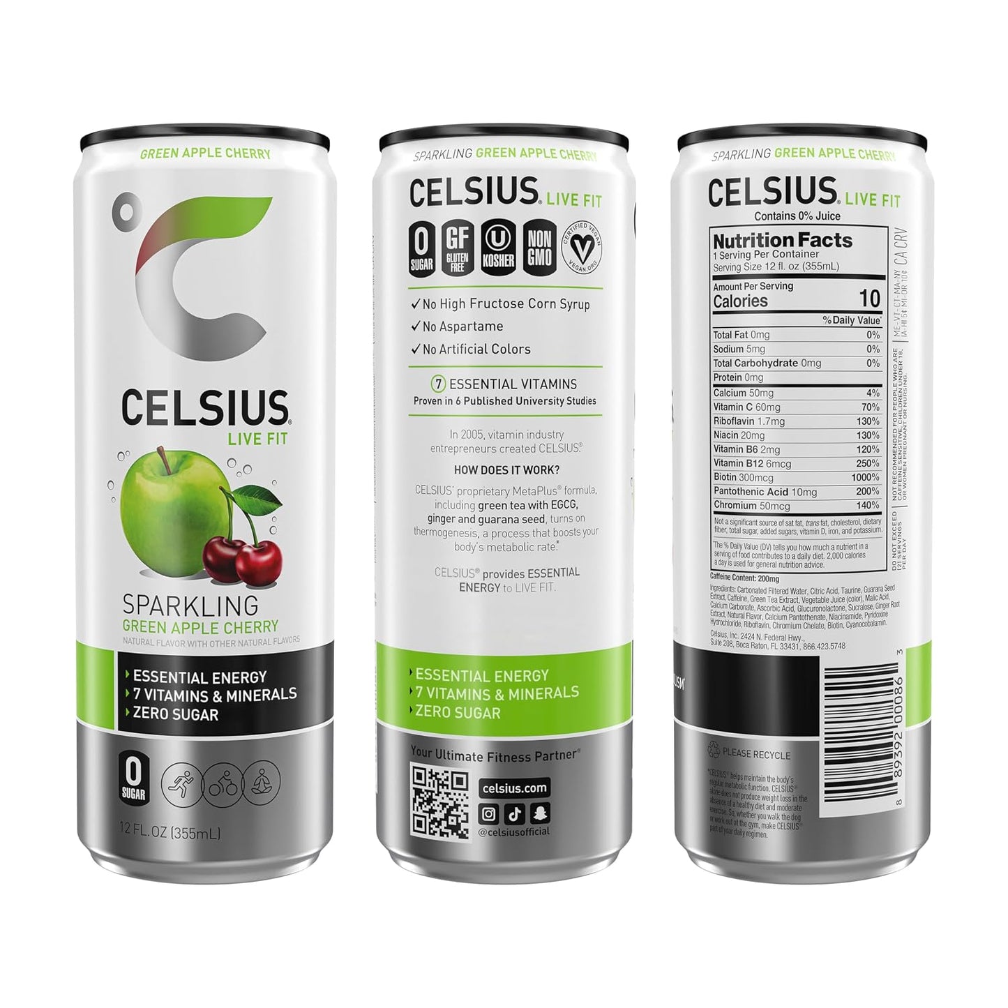 CELSIUS Sparkling Orange, Sugar Free Energy Drink, 12 Fl Oz (Pack of 12)