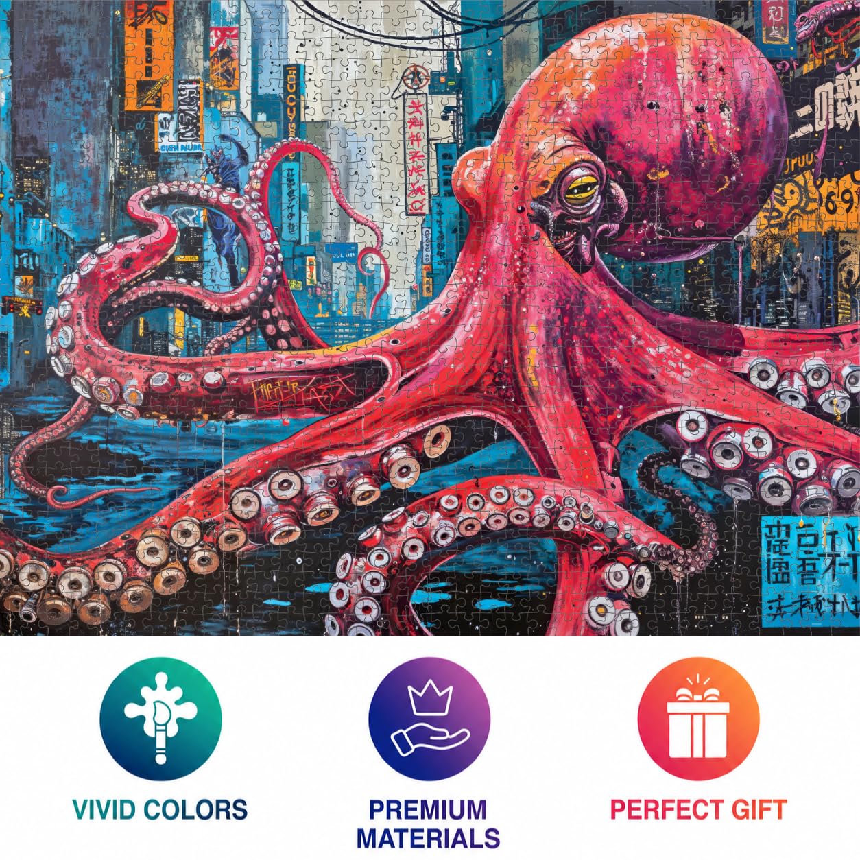 Cross & Glory | Jigsaw Puzzles 1000 Pieces for Adults | Deep Blue Octopus Odyssey | Ocean Octopus Puzzles for Adults | Challenging Brain Teaser Ocean Puzzle | 20 x 27 Inches