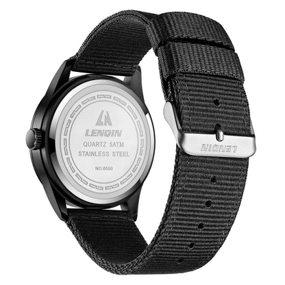 LN LENQIN Mens Watches Unisex Military Sport Nylon Strap Stylish Luminous Fashion Analog Quartz Watch for Men Waterproof Army Tactical Casual Wristwatch