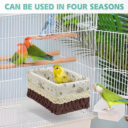 kathson Bird Nest Parrot House Birds Sleeping Bed Straw Weave All Season Hanging Hammock Bird Bed Snuggle Hut Birdcage Accessories for Parakeets Budgies Cockatiels Conures Quaker Parrot(Yellow)
