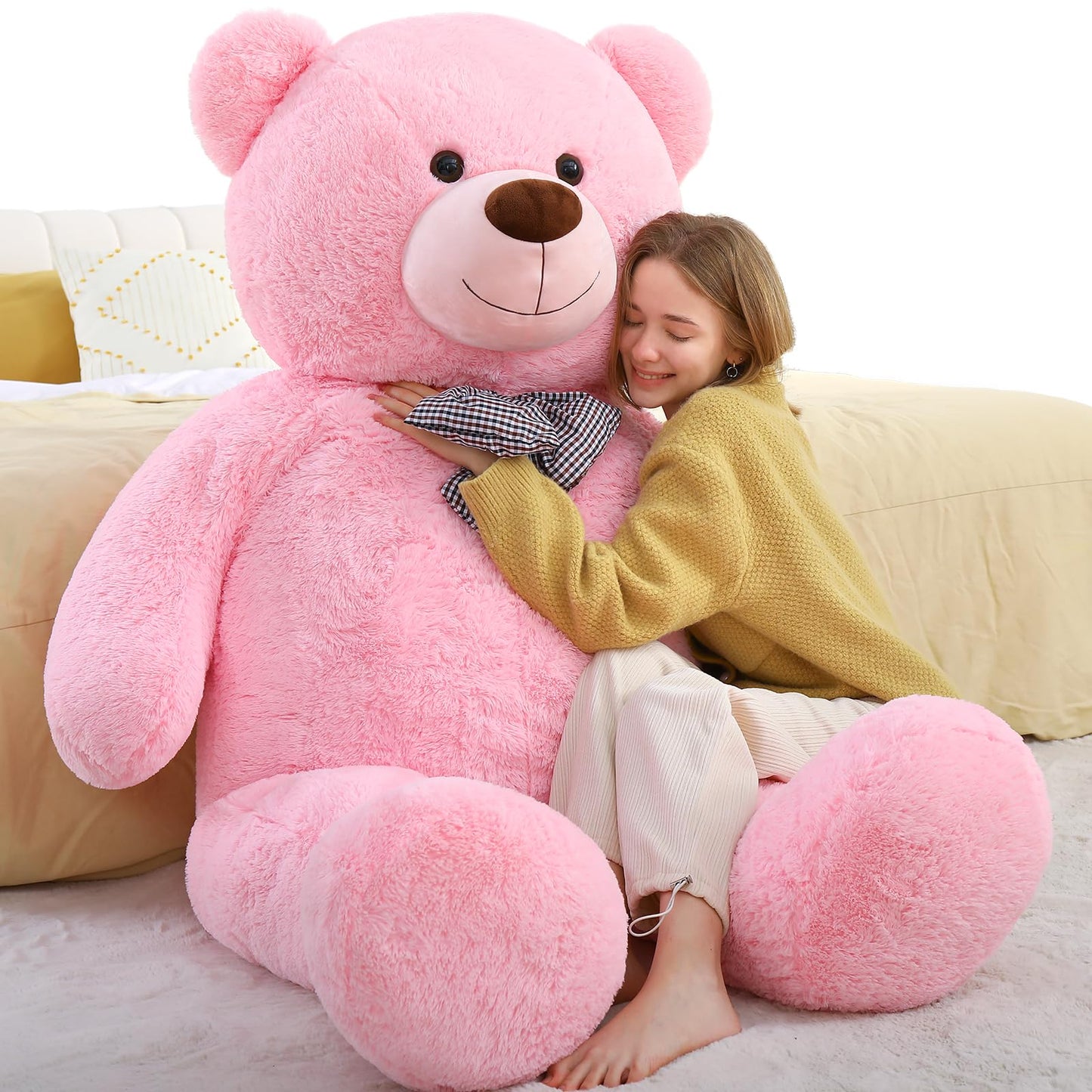 Toys Studio 47 Inch Big Teddy Bear Giant Stuffed Animal for Girls, 4 Feet Large Teddy Bear Baby Shower Party Decorations Kids Women Girlfriend Christmas Valentines Gifts, Light Brown