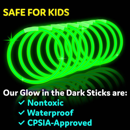 PartySticks Glow Sticks Party Supplies 100pk - 8 Inch Glow in the Dark Light Up Sticks Party Favors, Glow Party Decorations, Neon Party Glow Necklaces and Glow Bracelets with Connectors