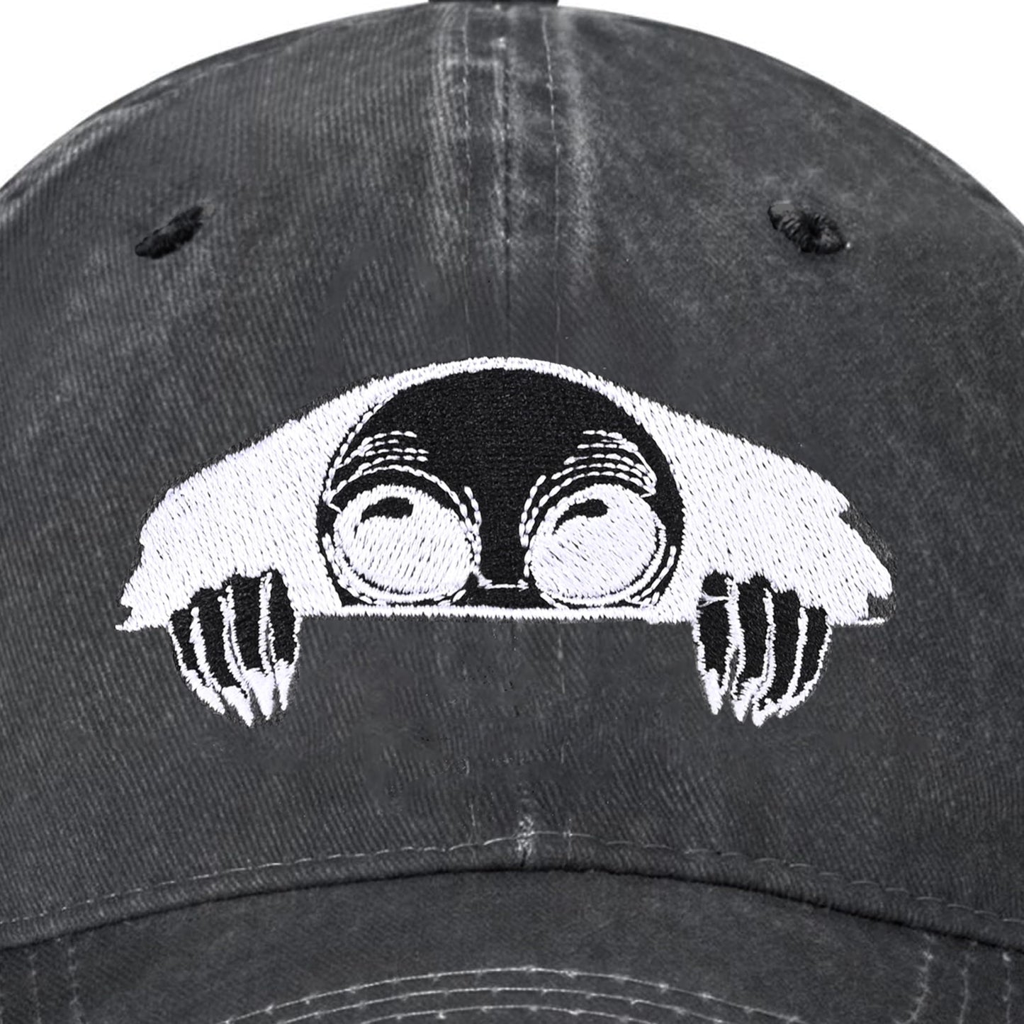 Embroidered Baseball Cap Adjustable Vintage Washed Distressed Denim Baseball Hat for Women Men