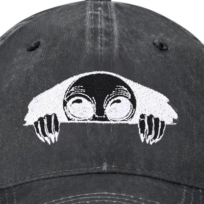 Embroidered Baseball Cap Adjustable Vintage Washed Distressed Denim Baseball Hat for Women Men