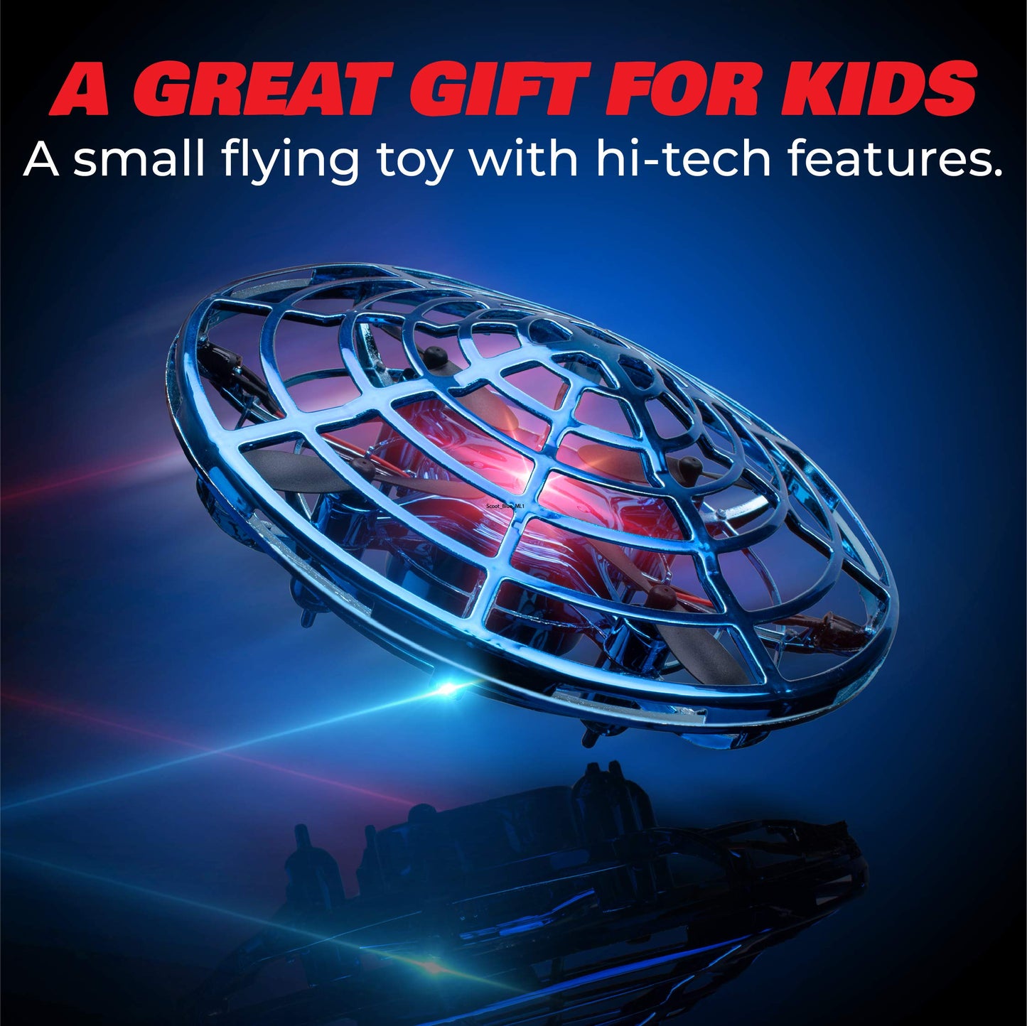Force1 Scoot Combo Hand Operated Drone for Kids or Adults - Hands Free Motion Sensor Mini Drones, Easy LED Indoor Rechargeable UFO Flying Orb Ball Drone Toys for Boys and Girls (Red/Blue)