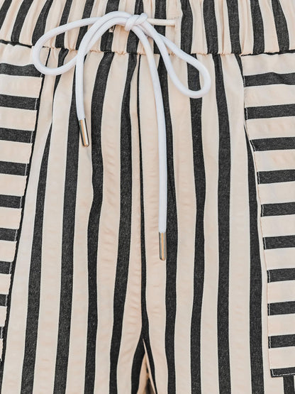 CUPSHE Women’s Striped Shorts High Waist Smocked Drawstring Pocket Short