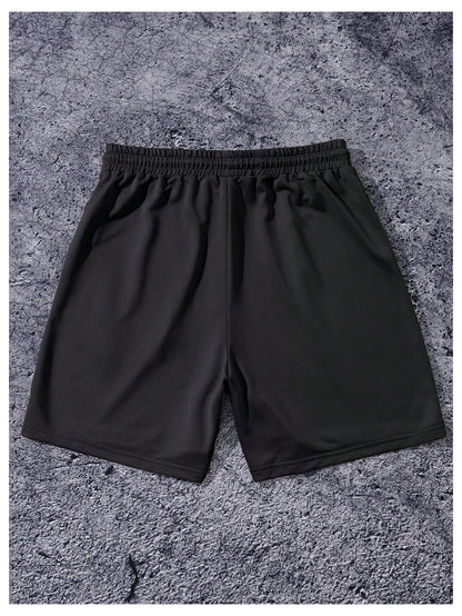 QJQ Men's Letter Graphic Drawstring Waist Shorts Summer Casual Workout Athletic Gym Track Shorts Streetwear