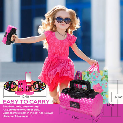 Kids Makeup Kit for Girl - 52 PCS Safe and Washable Makeup for Kids, Real Girls Makeup Kit, Toddler Makeup Kit with Cosmetic Case, Girls Toys Age 4-12, Princess Toys Birthday Gifts for Girls