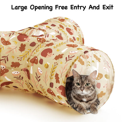 Tempcore Pet Cat Tunnel Tube Toys 3 Way Collapsible, Tunnels for Indoor Cats, Interactive Tube with Teaser Wand, Peek Holes & Hanging Ball, Black & Blue