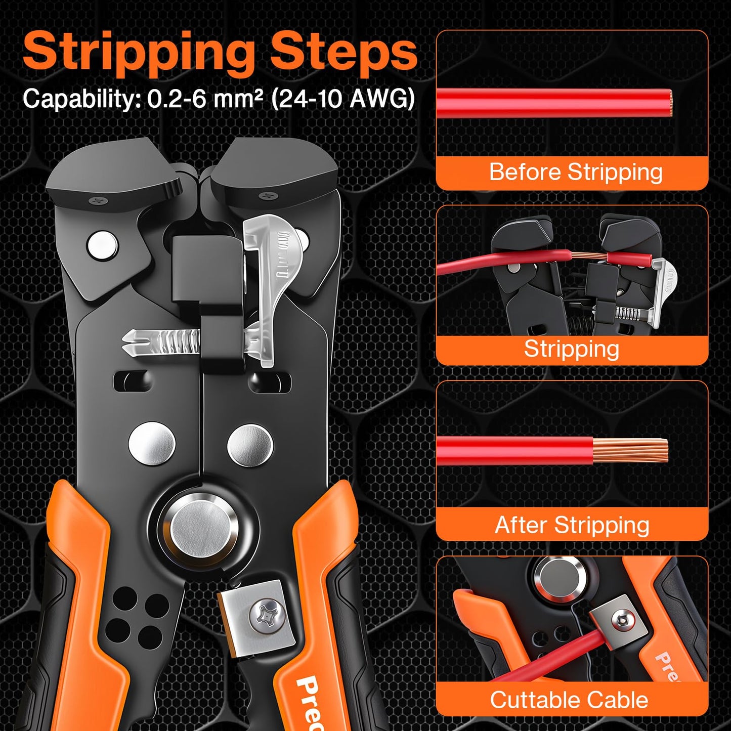 Preciva Ferrule Crimping Tool Kit - AWG 28-5 Hexagonal Ferrule Crimper with Automatic Wire Stripper and 1375Pcs Single/Twin Ferrule Connectors, Self-Adjustable Ratchet Ferrule Terminals Crimping Tool