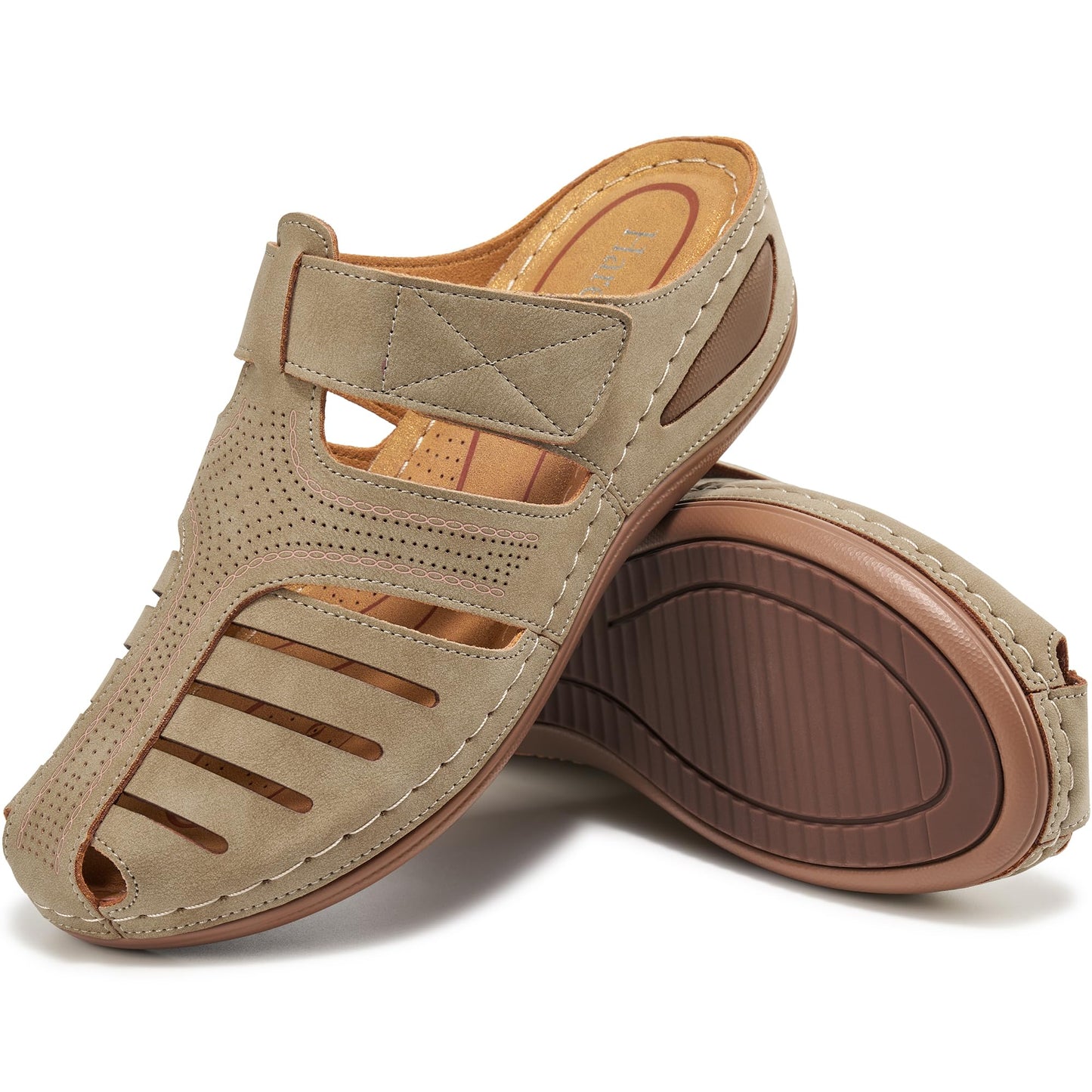 HARENCE Clogs for Women Mules Shoes: Comfortable Dressy Closed Toe Platform Sandals 2026 Summer Casual Adjustable Slip On Walking Wedges