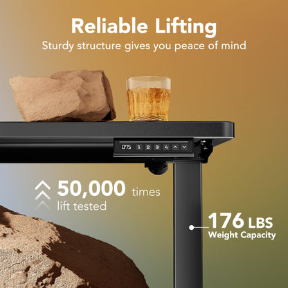 HUANUO 32" Small Electric Standing Desk Adjustable Height, 4 Memory Height Settings, Sit Stand Up Desk for Home Office & Computer Workstation, LightWalnut
