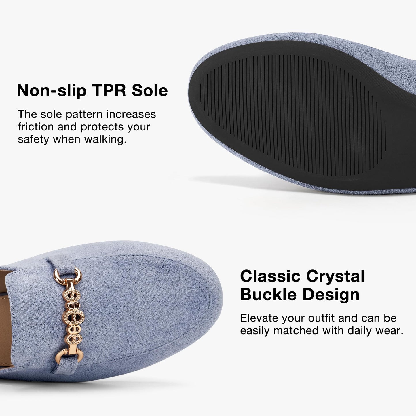 Womens Mules Buckle Flats: Classic Suede Slip On Shoes Dressy Closed Toe Backless Slides Loafers 2026 for Business Work Office Casual