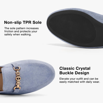 Womens Mules Buckle Flats: Classic Suede Slip On Shoes Dressy Closed Toe Backless Slides Loafers 2026 for Business Work Office Casual