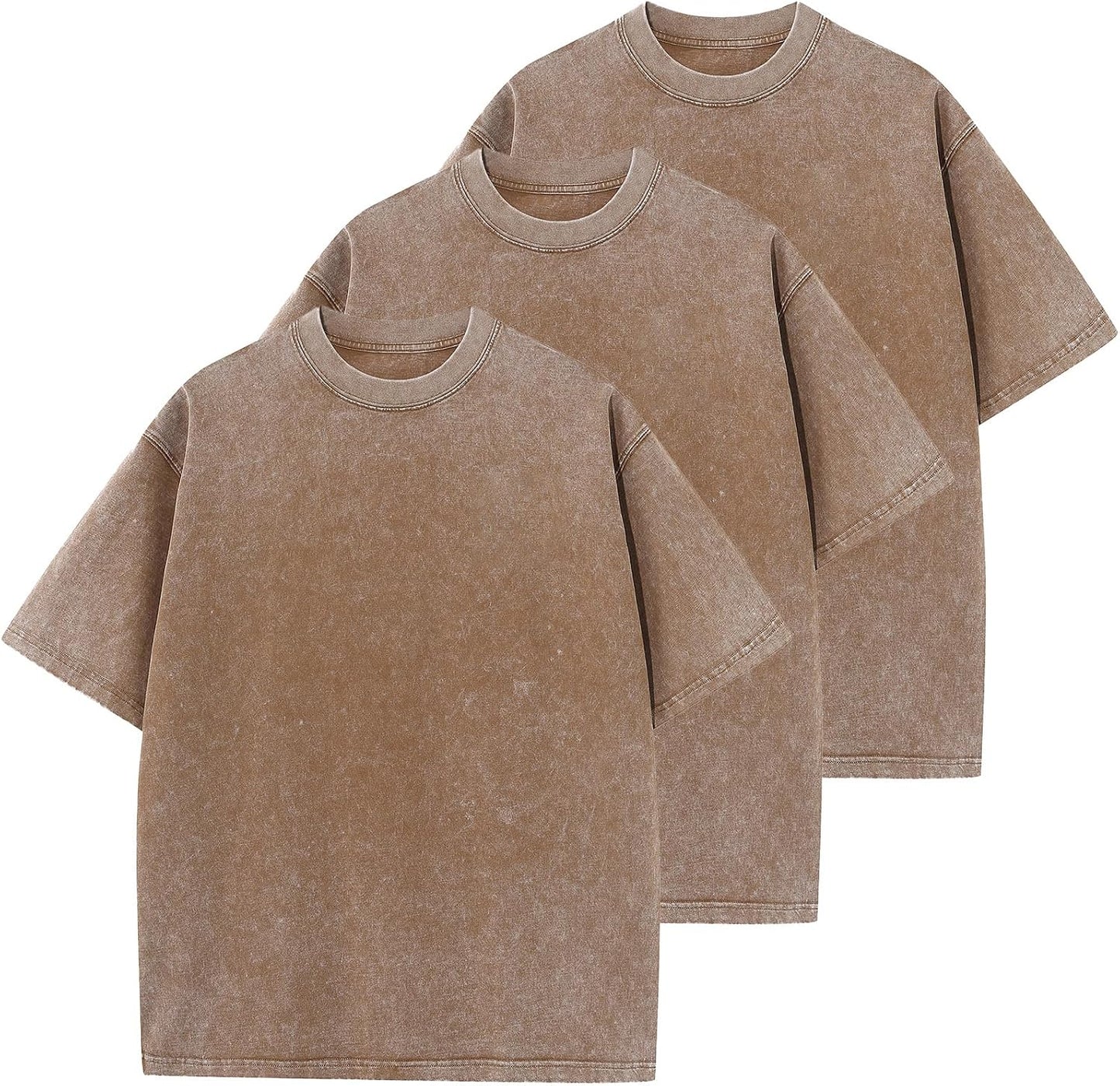 Men's Cotton T-Shirts Oversized Unisex Short Sleeves Casual Loose Wash Solid Basic Tee Tops