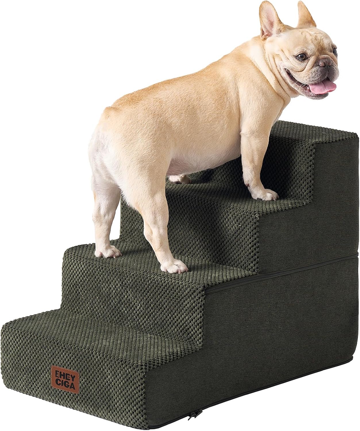 EHEYCIGA Dog Stairs for Small Dogs 13.5" H, 3-Step Dog Steps for Couch Sofa and Chair, Pet Steps for Medium Cats, Non-Slip Balanced Pet Ramp Indoor, Grey