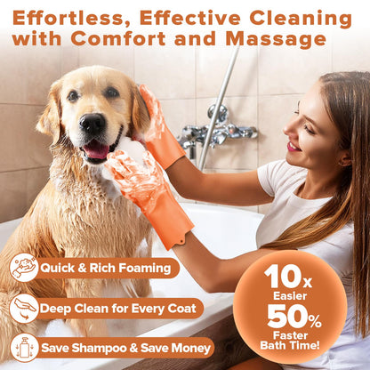 6PCS Grooming & Bath Supplies for Dogs, Cats | Dog Washing Gloves | Dog Bath Brush | Dog Shower Brush | Pet Grooming Gloves | Dog Grooming kit | Pet Supplies for Showerhead & Sprayer (Navy Blue)