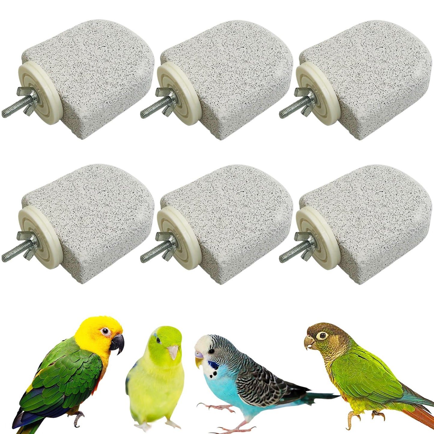 PINVNBY 4 PCS Bird Perch Stands Parrot Calcium Perch Beak Grinding Stone Foot Claws Trimmer Parakeet Platform Parrot Chewing Toys for Small Medium Cockatiel Conure Lovebird Finch