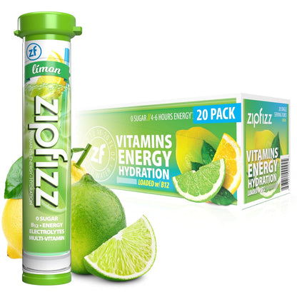 Zipfizz Daily Energy Drink Powder, Blood Orange, 20 Pack | 3-in-1 Sustained Energy, Rapid Hydration, and Essential Vitamins | Sugar-Free | Electrolyte Powder | Contains Vitamin B-12 & Antioxidants