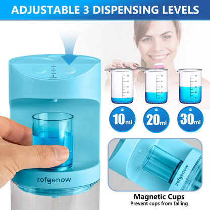 ZOFGENOW Automatic Mouthwash Dispenser for Bathroom,Bathroom Accessories 19.4 Fl Oz Dispensers with Magnetic Cups,Wall Mounted Dispenser,Suitable for All Age Groups,White