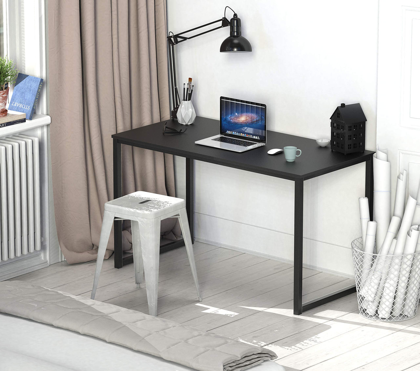 SHW Mission 32-Inch Home Office Computer Desk, Black