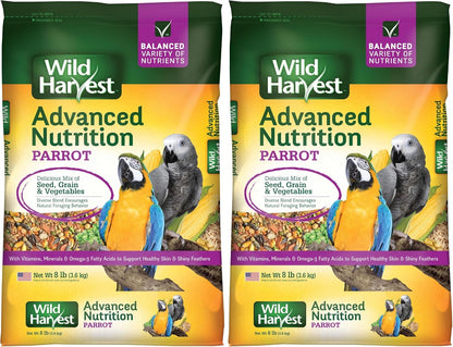 Wild Harvest Advanced Nutrition Parrot 8 Pounds, Seed, Grain and Vegetable Mix (Pack of 2)