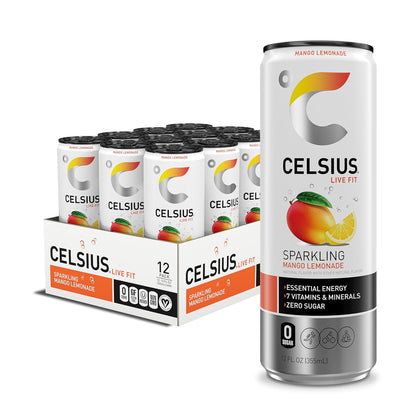 CELSIUS Sparkling Orange, Sugar Free Energy Drink, 12 Fl Oz (Pack of 12)