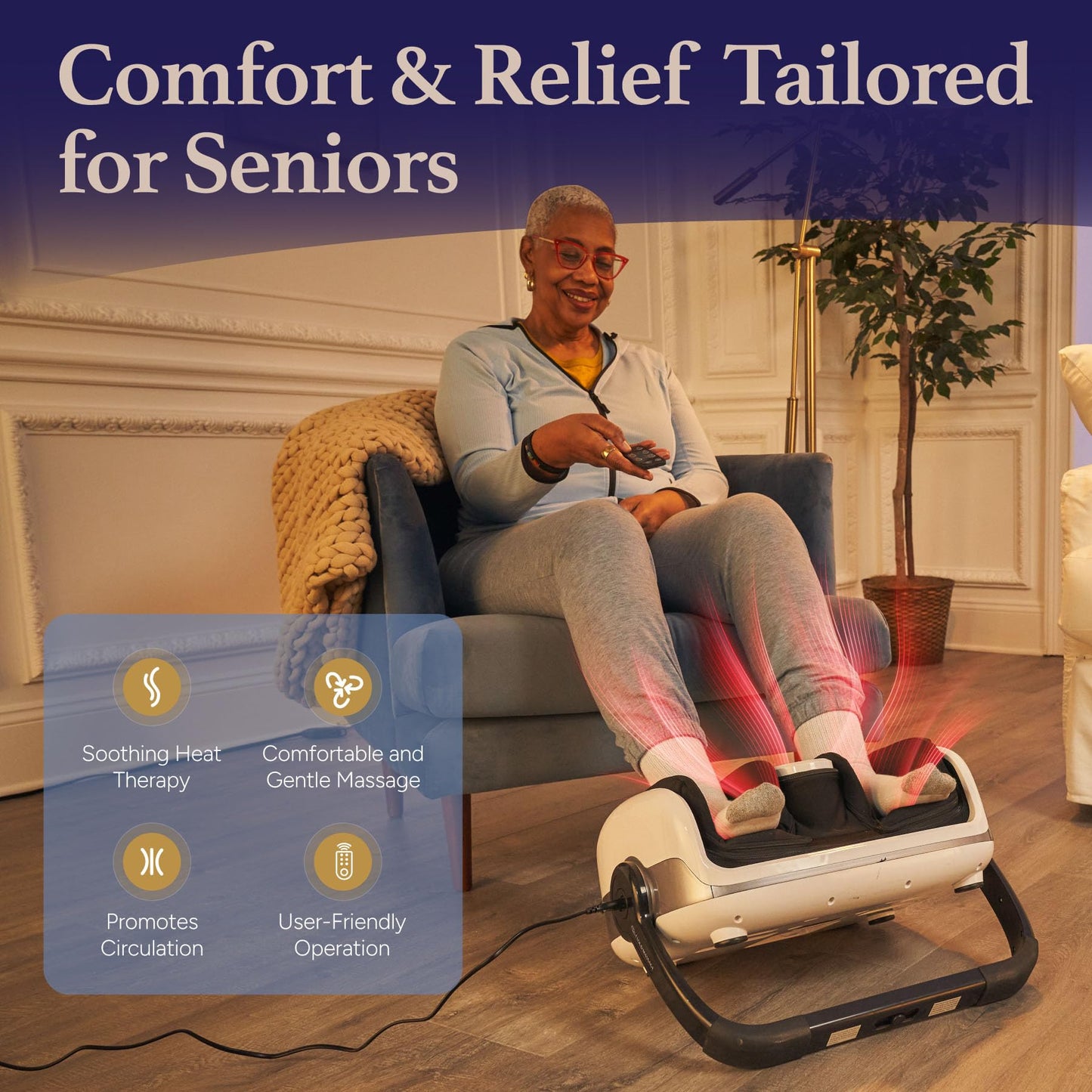 Cloud Massage Shiatsu Foot Massager with Heat - Deep Kneading & Compression, Adjustable Intensity, Multi-Mode Leg and Foot Massager with Remote Control, Anti-Slip Base - Standard Size, Black