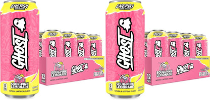 GHOST Energy Drink, Zero Sugars, 12-Pack, Cherry Limeade, 16oz | Energy & Focus Pre Workout Drink, No Artificial Colors, Gluten-Free, Vegan - 200MG Natural Caffeine, L-Carnitine, Taurine