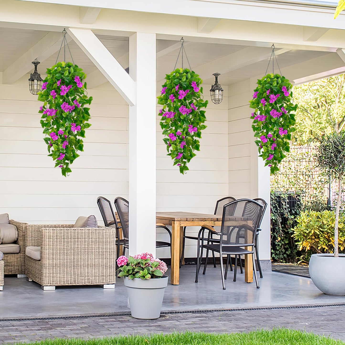 BLEUM CADE Fake Hanging Plants, 2pcs Artificial Pothos Vines Faux Plants Greenery for Wall Home Living Room Office Indoor Outdoor Decor (No Baskets)