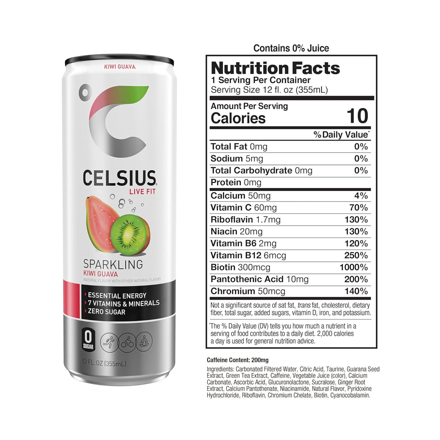 CELSIUS Sparkling Orange, Sugar Free Energy Drink, 12 Fl Oz (Pack of 12)