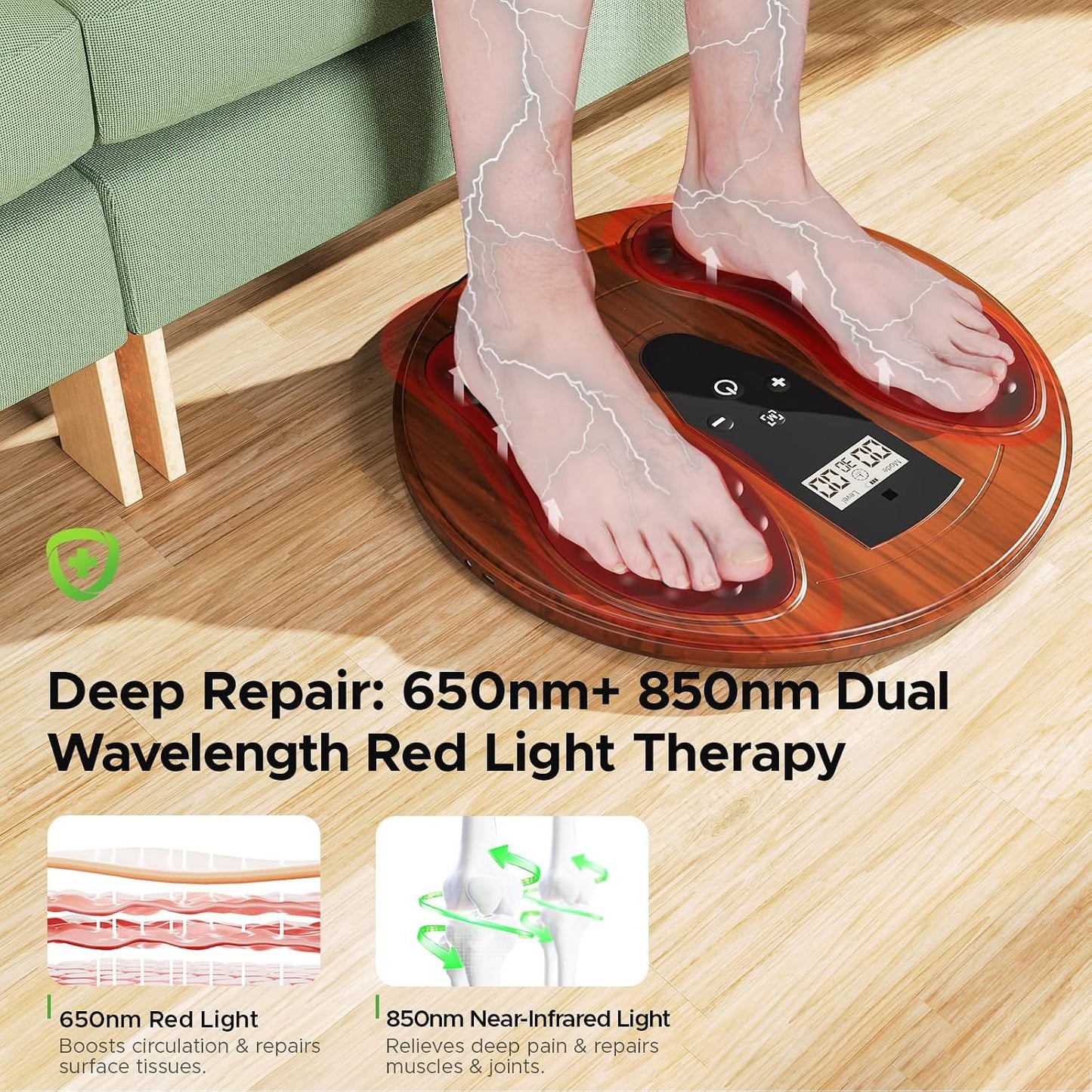 EMS Foot Massager with Infrared Therapy for Neuropathy & Pain Relief – Rechargeable Electric Muscle & Nerve Stimulator for Feet & Calves, Blood Circulation Booster, Plantar Fasciitis Relief