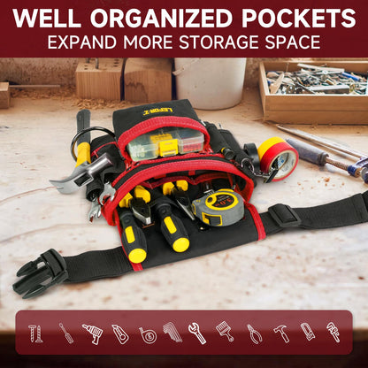 Tool Belt,Magnetic Tool Pouch,14-Pockets Tool Belts for Men,Detachable & Adjustable Tool Pouch belt for Electrician,Carpenter,Construction,Work Apron,Utility Belt,Black-Yellow