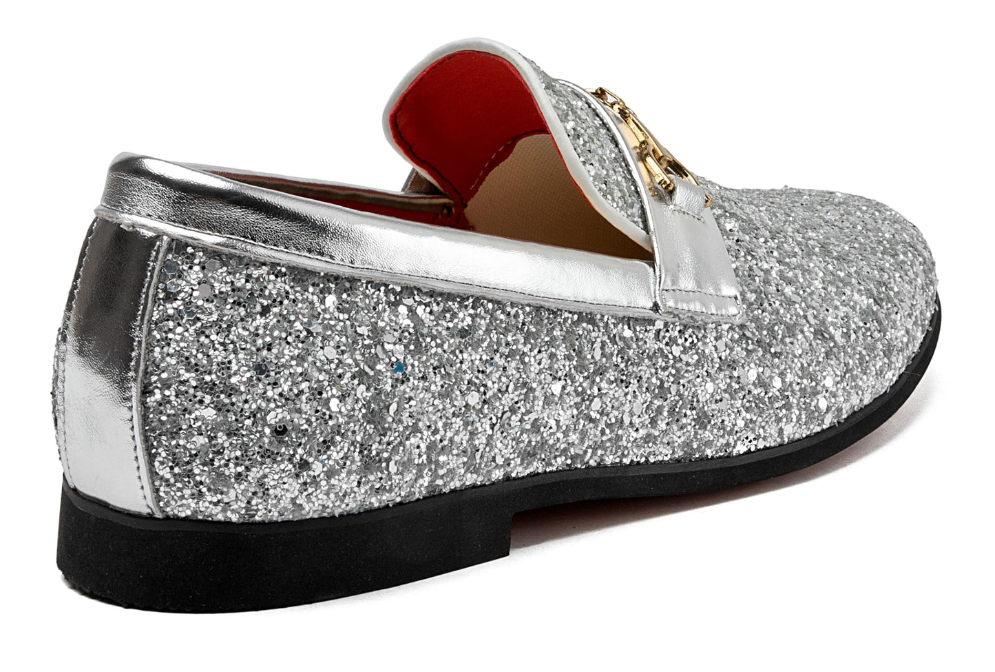 Men Loafer Metallic Textured Slip-on Glitter Sequins Fashion Wedding Dress Shoes Golden
