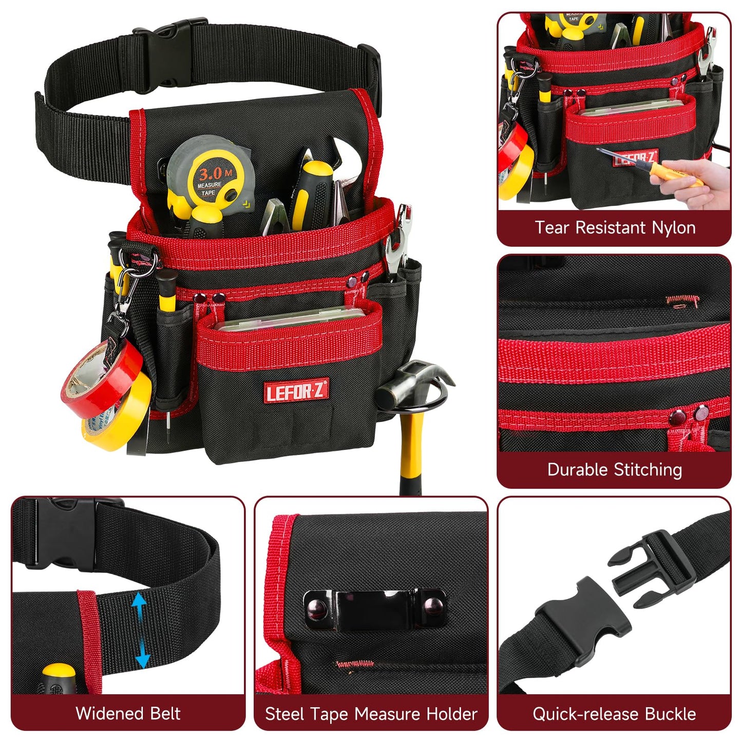 Tool Belt,Magnetic Tool Pouch,14-Pockets Tool Belts for Men,Detachable & Adjustable Tool Pouch belt for Electrician,Carpenter,Construction,Work Apron,Utility Belt,Black-Yellow